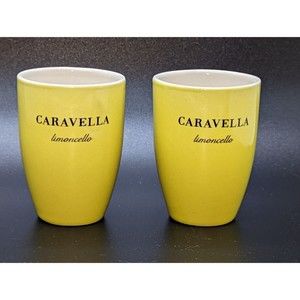 2 Pair Vintage Caravella Italian Italy Limoncello Liqueur Shot Glasses Barware
